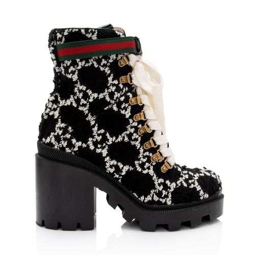 Gucci GG Wool Combat Boots - Size 7 / 37