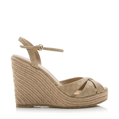 Gucci Guccissima Leather Penelope Espadrille Wedges - Size 8 / 38