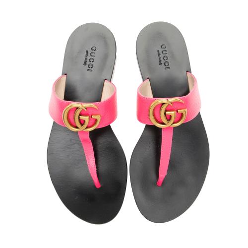 Gucci Leather GG Marmont Thong Sandals - Size 6 / 36
