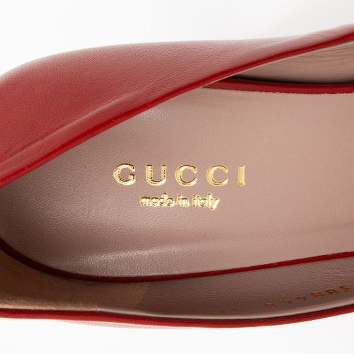 Gucci Leather Horsebit Peep Toe Pumps - Size 7 / 37