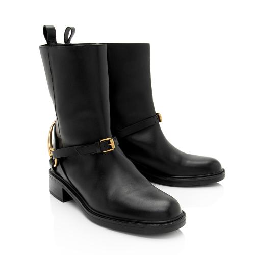 Gucci Leather Horsebit Tess Boots - Size 7 / 37