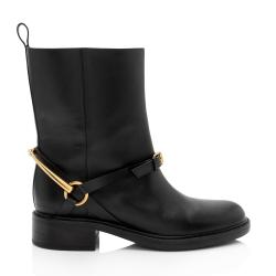 Gucci Leather Horsebit Tess Boots - Size 7 / 37