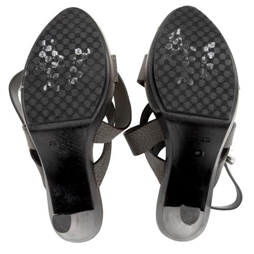 Gucci Leather Old Libeccio Platform Sandals - Size 8 / 38