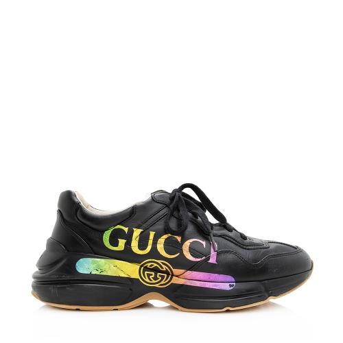Gucci Leather Rainbow Rhyton Sneakers - Men's Size 8.5 / 42