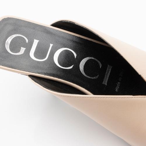 Gucci Leather Square G Slide Sandals - Size 7 / 37