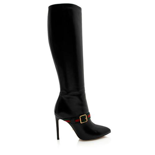 Gucci Leather Sylvie Knee High Boots - Size 6 / 36