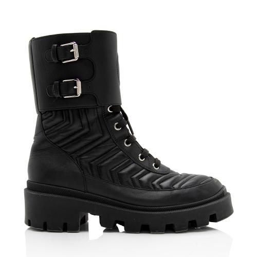 Gucci Matelasse Leather GG Marmont Charlotte Boots - Size 7.5 / 37.5