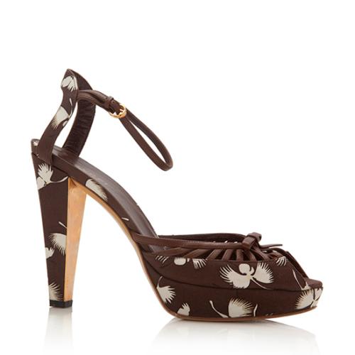 Gucci Orchid Print Canvas Platform Sandals - Size 8.5 / 38.5