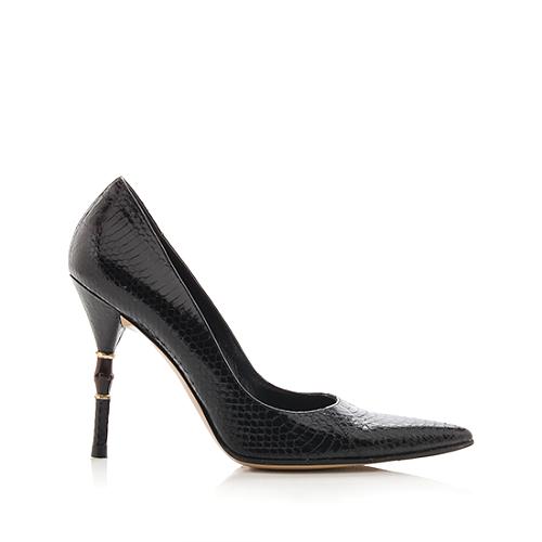 Gucci Snakeskin Bamboo Pumps - Size 6 / 36