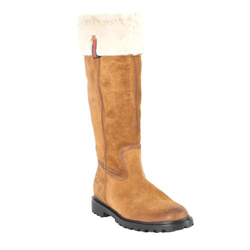 Gucci Suede Saint Moritz Rabbit Fur Lined Knee-High Boots - Size 8 / 38