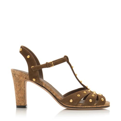 Gucci Suede Studded Jacquelyne Sandals - Size 7.5 / 37.5