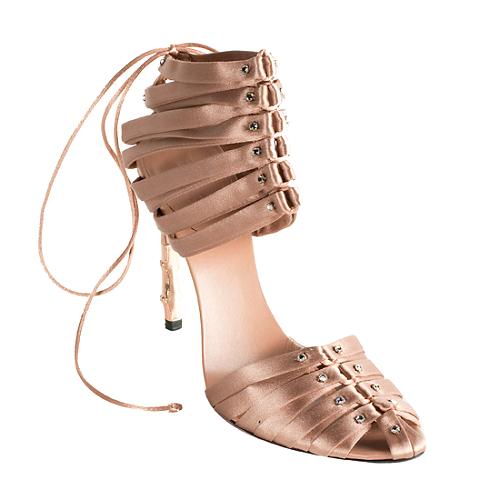Gucci Tom Ford Satin Crocodile Strappy Stass Sandals - Size 7.5 / 37.5