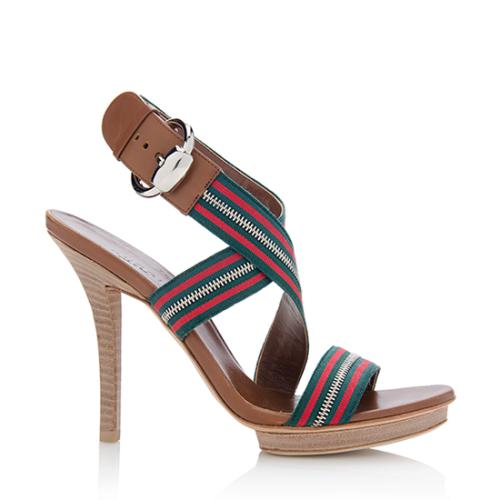 Gucci Zip Web Sandals - Size 6.5 / 36.5