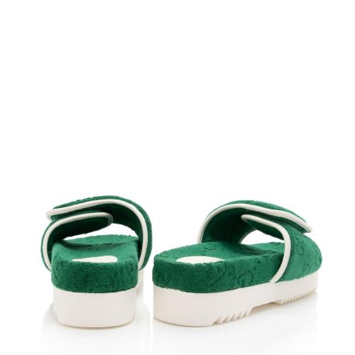 Gucci x Adidas GG Terry Cloth Platform Slides - Size 9 / 39