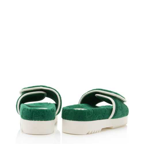 Gucci x Adidas GG Terry Cloth Platform Slides - Size 9 / 39