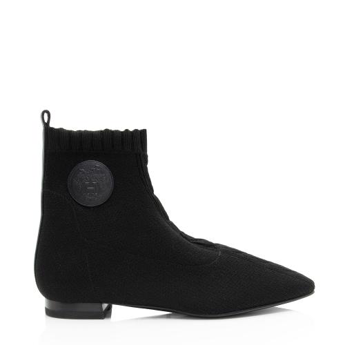 Hermes Knit Calfskin Duo Ankle Boots - Size 7.5 / 37.5