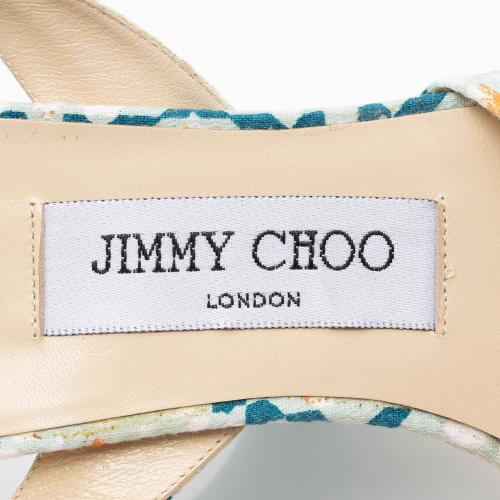 Jimmy Choo Floral Printed Wedge Sandals - Size 7 / 37