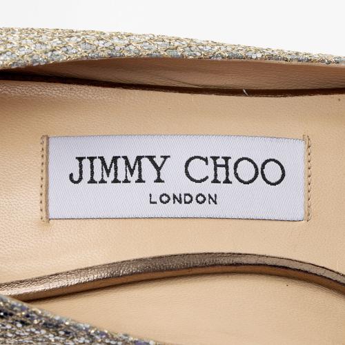 Jimmy Choo Glitter Fabric Isabel Peep Toe Pumps - Size 5.5 / 35.5