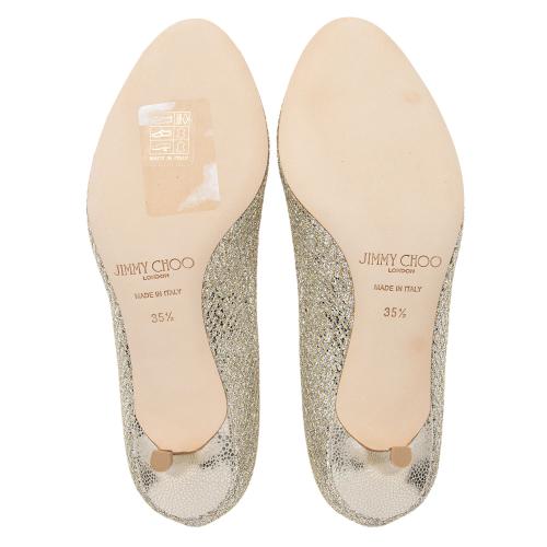 Jimmy Choo Glitter Fabric Isabel Peep Toe Pumps - Size 5.5 / 35.5