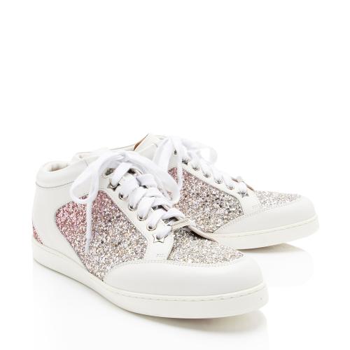 Jimmy Choo Glitter Leather Miami Sneakers - Size 9 / 39