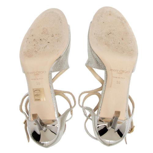 Jimmy Choo Metallic Leather Ivette Strappy Sandals - Size 8 / 38
