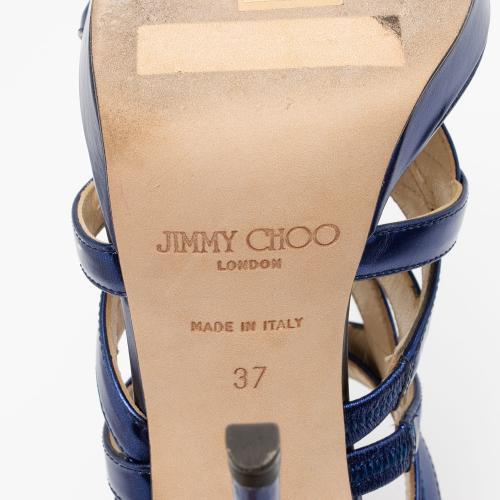 Jimmy Choo Metallic Leather Strappy Sandals - Size 7 / 37