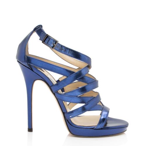 Jimmy Choo Metallic Leather Strappy Sandals - Size 7 / 37