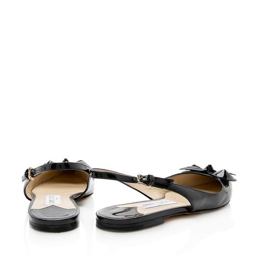 Jimmy Choo Patent Leather Blare Bow Flats - Size 9 / 39