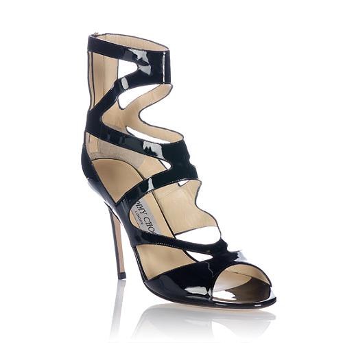 Jimmy Choo Patent Leather Hilary Strappy Sandals - Size 10 / 40