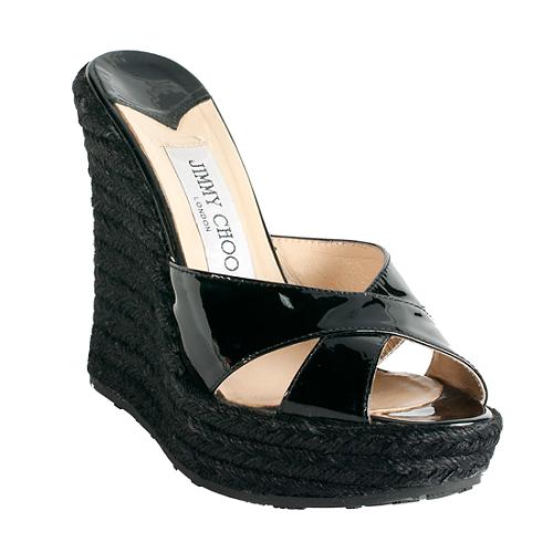 Jimmy Choo Patent Leather Phyllis Espadrille Wedges - Size 6 / 36