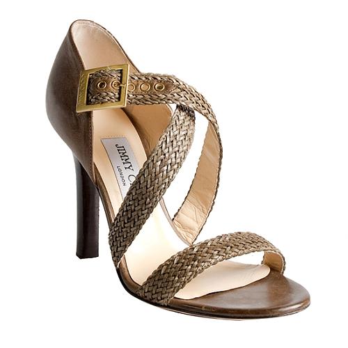 Jimmy Choo Spa Woven Canvas Sandals - Size 7 / 37