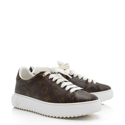 Louis Vuitton White/Gold Leather Time Out Low-Top Sneakers Size