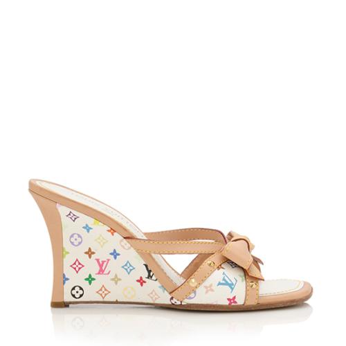 Louis Vuitton Multicolor Monogram Canvas and Leather Bow Wedge