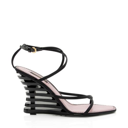 Louis Vuitton Satin Strappy Wedge Sandals - Size 9.5 / 39.5