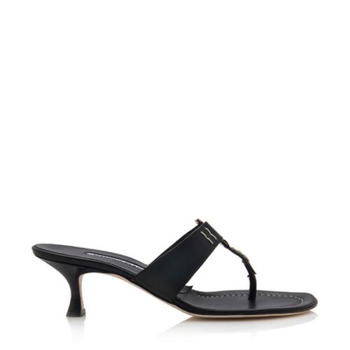 Manolo Blahnik Leather Plina Sandals - Size 7 / 37.5