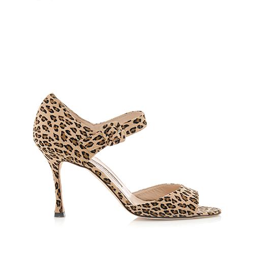 Manolo Blahnik Leopard Print Sandals - Size 5.5 / 35.5