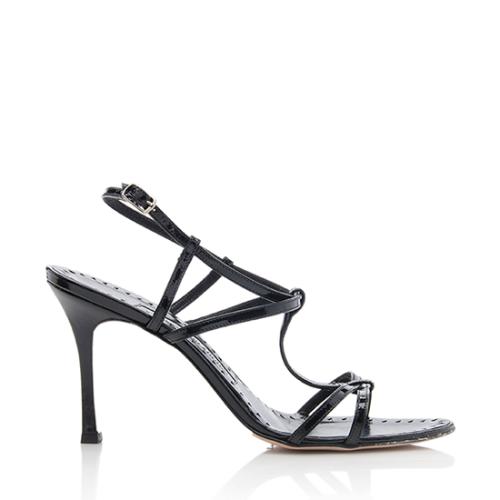 Manolo Blahnik Patent Leather Strappy Sandals - Size 7 / 37.5