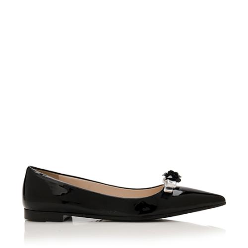 Prada Patent Leather Pointed Toe Flats - Size 7 / 37