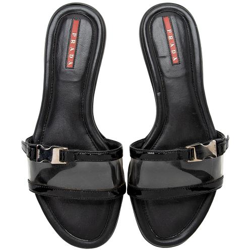 Prada Leather Lucite Sport Slide Sandals - Size 6 / 36