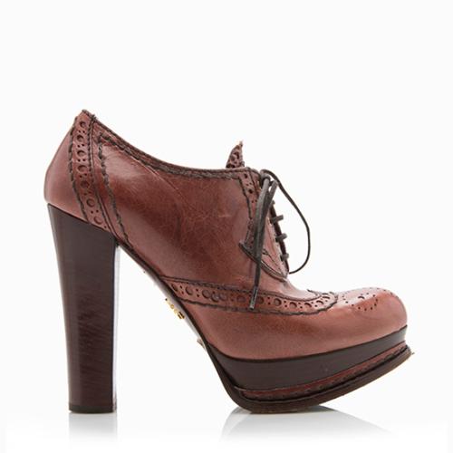 Prada Leather Oxford Platform Booties - Size 6 / 36