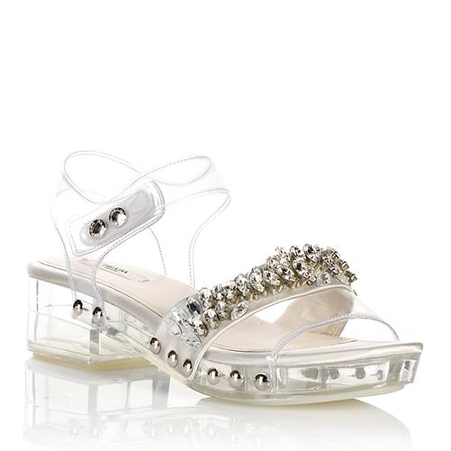 Prada PVC, Crystal, and Lucite Sandals - Size 10 / 40