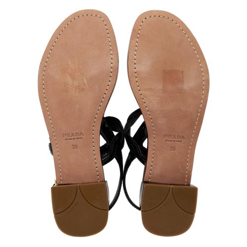 Prada Patent Leather Braided Slingback Sandals - Size 6 / 36