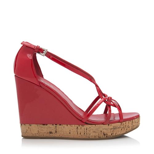 Prada Patent Leather Strappy Cork Wedges - Size 6 / 36 - FINAL SALE