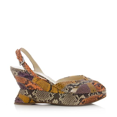 Prada Snakeskin Wedge Sandals - Size 10 / 40
