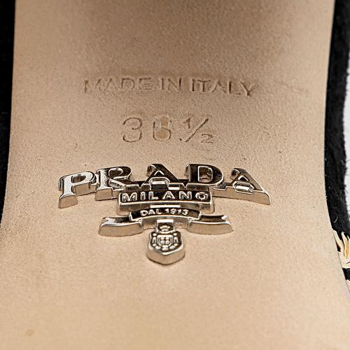 Prada Suede Raffia Platform Sandals - Size 6.5 / 36.5