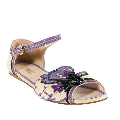 Prada Vernice Flower Sandals - Size 8.5 / 38.5