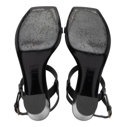 Saint Laurent Leather Cassandra Sandals - Size 8 / 38
