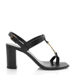 Saint Laurent Leather Cassandra Sandals - Size 8 / 38