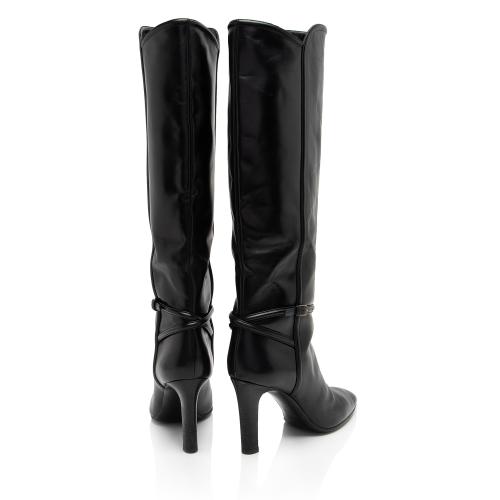 Saint Laurent Leather Jane 90 Knee High Boots - Size 9.5 / 39.5