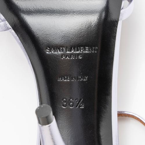 Saint Laurent Metallic Leather Tina Sandals - Size 6.5 / 36.5